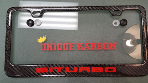 Porsche BITURBO Carbon Fiber Plate Frame RED