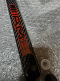 Mercedes AMG Carbon Fiber Plate Frame Black chrome Red logo. Notches, 4 bolt hole