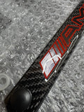 Mercedes AMG Carbon Fiber Plate Frame Black chrome Red logo. Notches, 4 bolt hole