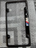 BMW M POWER CARBON FIBER PLATE FRAME. 4 bolt hole, notches.  Raised M power badge