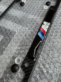 BMW M POWER CARBON FIBER PLATE FRAME. 4 bolt hole, notches.  Raised M power badge