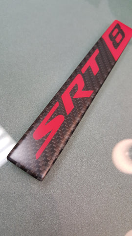 SRT-8 Carbon Fiber Badge -RED SATIN FINISH (OEM size)