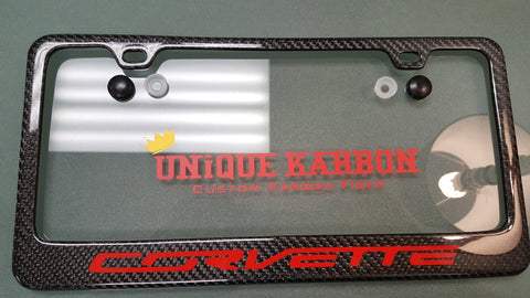 CORVETTE CARBON FIBER PLATE FRAME -RED