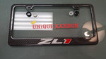 CAMARO ZL1 CARBON FIBER PLATE FRAME -BRUSHED ALUMINUM/RED