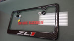 CAMARO ZL1 CARBON FIBER PLATE FRAME -BRUSHED ALUMINUM/RED