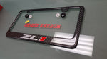 CAMARO ZL1 CARBON FIBER PLATE FRAME -BRUSHED ALUMINUM/RED