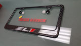 CAMARO ZL1 CARBON FIBER PLATE FRAME -BRUSHED ALUMINUM/RED