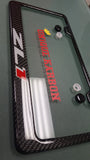 CAMARO ZL1 CARBON FIBER PLATE FRAME -BRUSHED ALUMINUM/RED