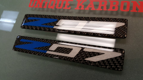 CORVETTE Z07 CARBON FIBER BADGE SET -BLUE/BRUSHED ALUMINUM
