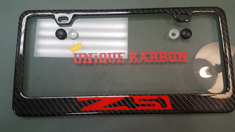 CORVETTE Z51 CARBON FIBER PLATE FRAME -RED