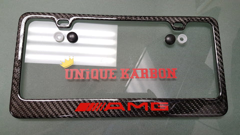 2X Carbon Fiber Style Stainless Steel License Plate Frame W/ Carbon 2X Carbon Fiber Style Stainless Steel License Plate Frame W/ Carbon