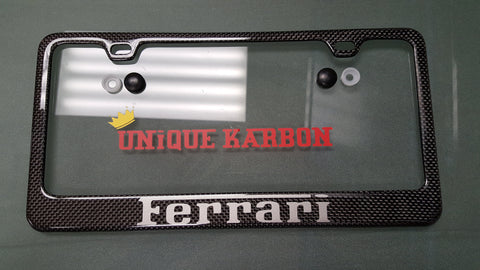 FERRARI CARBON FIBER PLATE FRAME -SILVER METALLIC