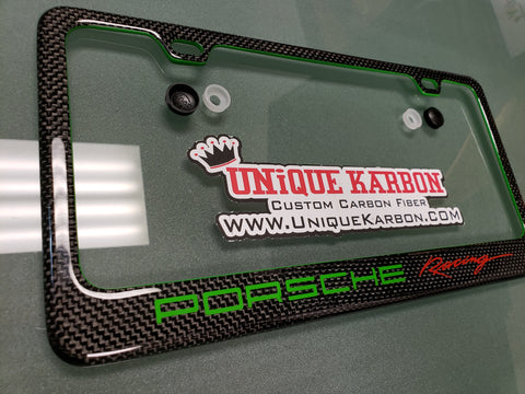 Porsche Racing Carbon Fiber License Plate Frame