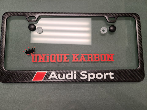 Audi Sport Carbon Fiber Plate Frame. SATIN FINISH