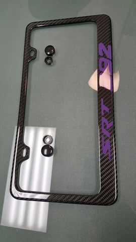 SRT 392 carbon fiber license plate frame PLUM CRAZY PURPLE logo