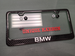 BMW LETTERING CARBON FIBER PLATE FRAME -WHITE