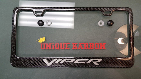 Carbon Fiber Dodge Viper plate frame STEEL LOGO