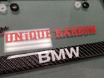 BMW LETTERING CARBON FIBER PLATE FRAME -WHITE