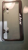 SRT carbon fiber license plate frame  WHITE LOGO