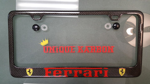Ferrari carbon fiber plate frame RED LOGO